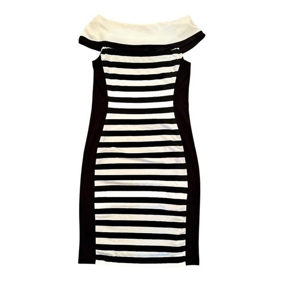 FRANK LYMAN DESIGN, NWT, WOMENS DRESS. SLEEVELESS, BLACK AND WHITE STRIPE.SIZE 6 - Picture 3 of 6